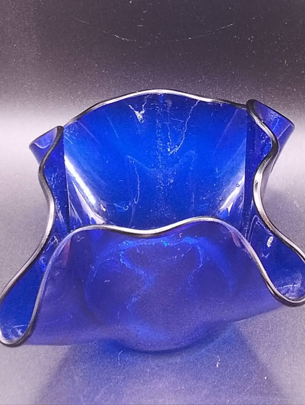 Partylite Cobalt 3" Handkerchief Glass Candle Votive Holder - Picture 2 of 4